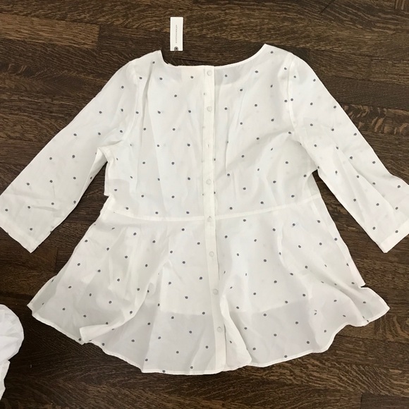 Anthropologie Maeve Size 12 Polka Dot Peplum Top 100% Cotton - Picture 3 of 6
